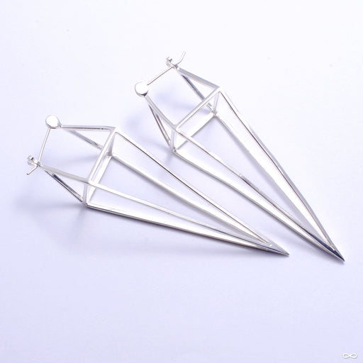 Diamond Cube Earrings from Tawapa in Silver-plated White Brass