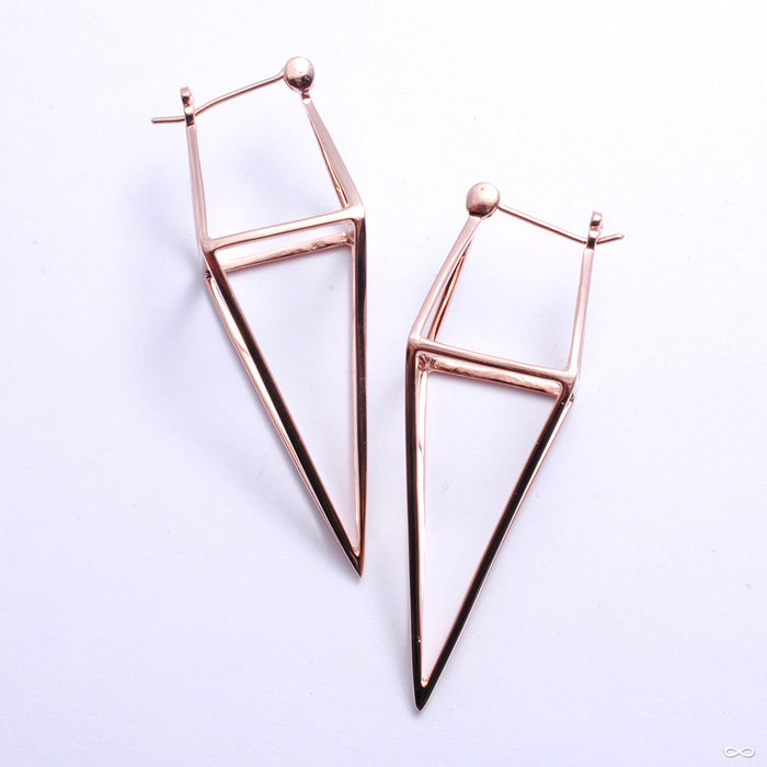 Diamond Cube Earrings from Tawapa in Rose-gold-plated Brass