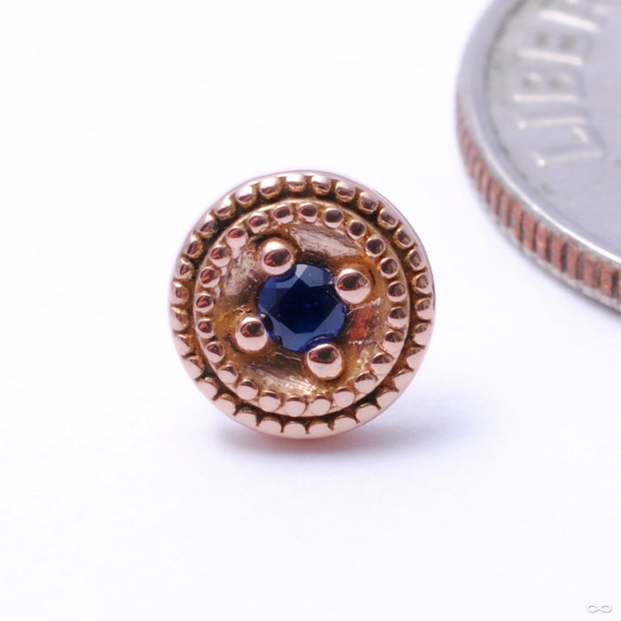 Double Millgrain Round Press-fit End in Gold from LeRoi with Sapphire