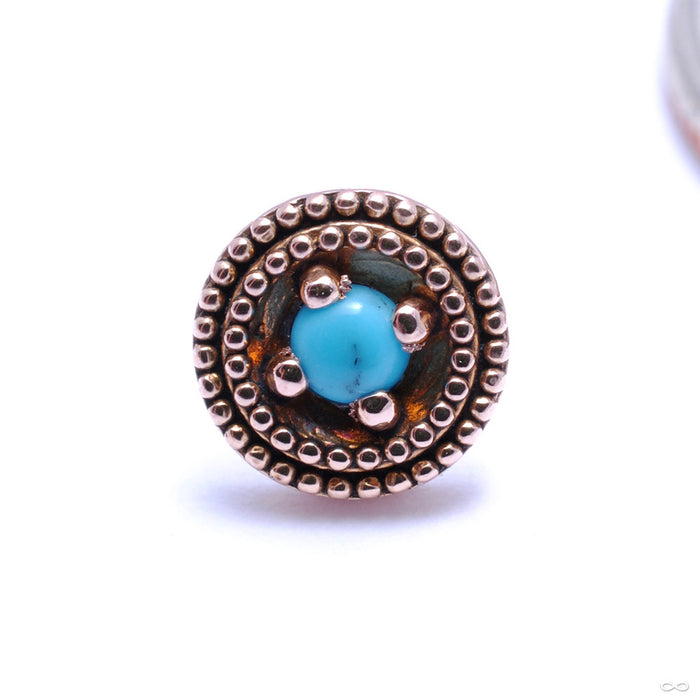 Double Millgrain Round Press-fit End in Gold from LeRoi with Turquoise