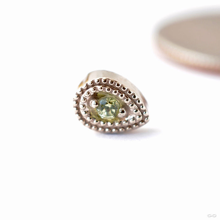 Double Pear Millgrain Press-fit End in Gold from Scylla with Peridot