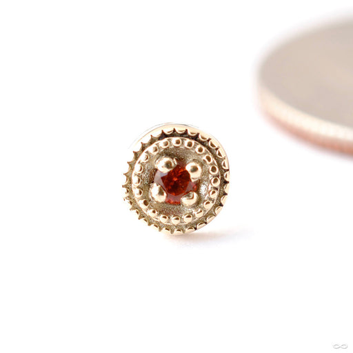 Double Round Millgrain Press-fit End in Gold from Scylla with Poppy Topaz