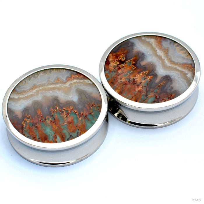 Plume Agate Cabochon Plugs in 1 ½” from Reign