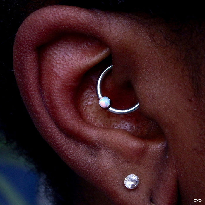 Daith piercing with Captive Bead Ring from SM 316 with gem bead