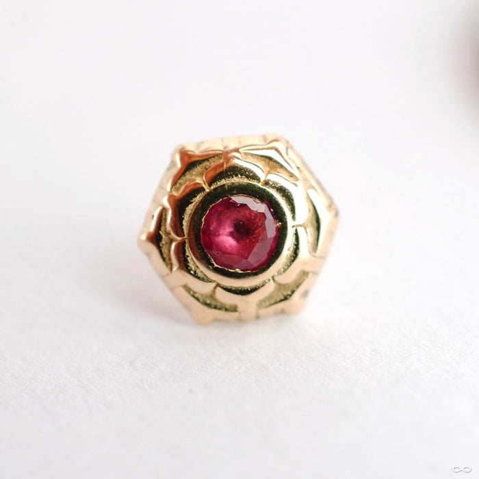 Lotus Press-fit End in Gold from Sacred Symbols with Ruby