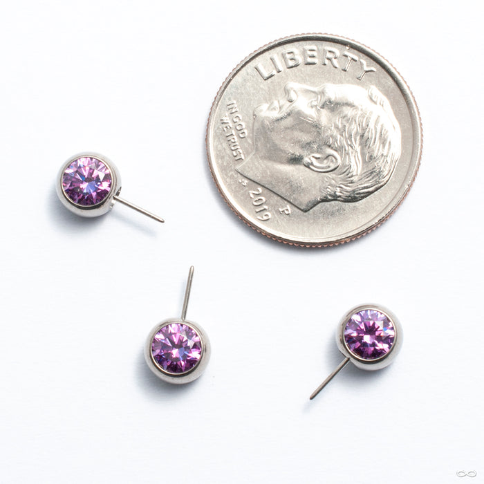 Side-set Faceted Gem Press-fit End in Titanium from NeoMetal in fancy purple