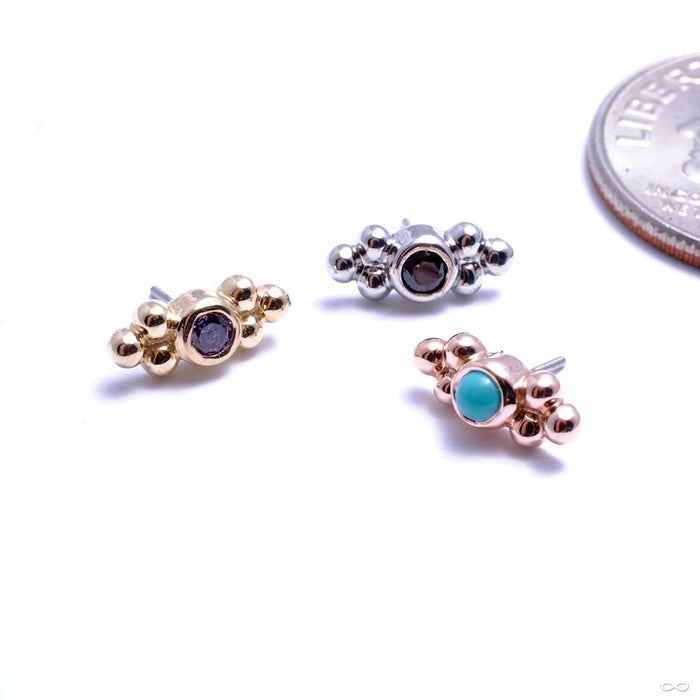 Sabrina with Two Clusters Press-fit End in Gold from Anatometal with Assorted Stones