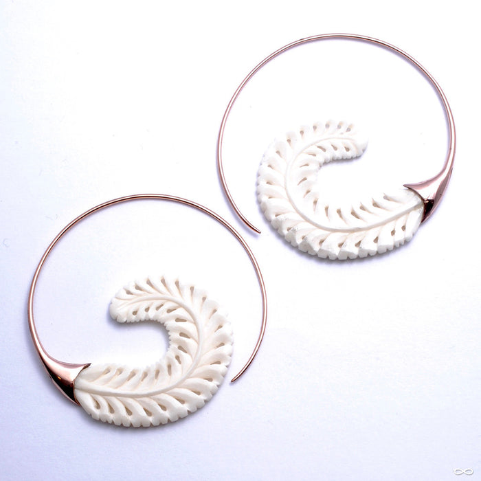 Fairweather Frond Earrings from Maya Jewelry in Rose-gold-plated Copper with Bone