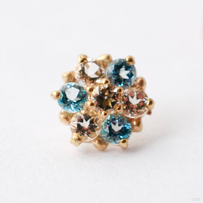 Fleurette Press-fit End in Gold from Scylla with White Topaz & Ice Blue Topaz