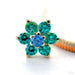 Flower Press-fit End in Gold from BVLA with Arctic Blue CZ & Mint CZ