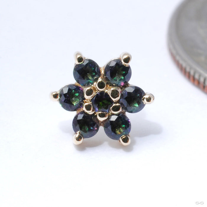 Flower Press-fit End in Gold from BVLA with Mystic Topaz