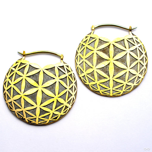 Flower of Life Hoops in Brass from Quetzalli