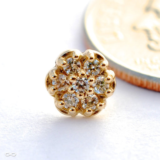 Flower Press-fit End in Gold from NeoMetal with Clear CZ