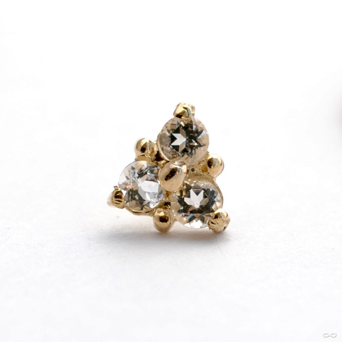Gemmed Triplet Press-fit End in Gold from Scylla with White Topaz