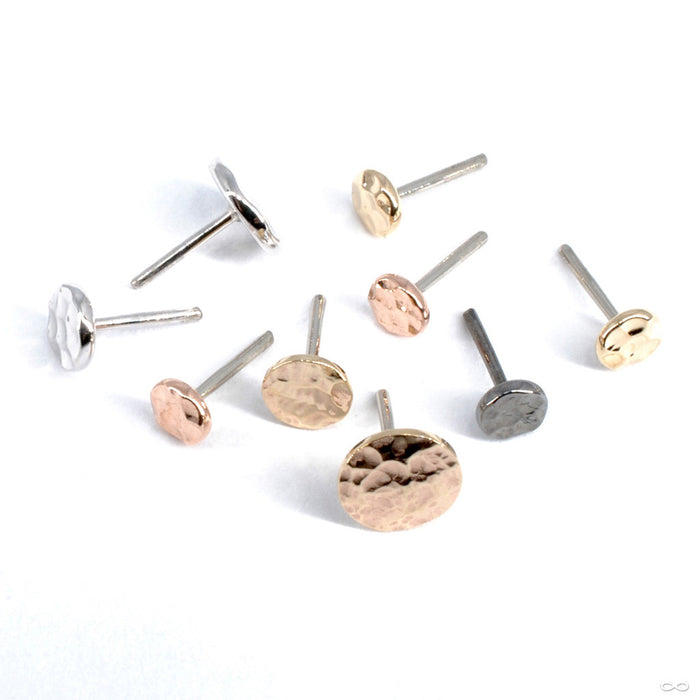 Hammered Disk Press-fit End in Gold from BVLA in Assorted Sizes and Metals