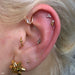 Outer helix piercing with Trinity Press-fit End in Gold from LeRoi in Clear CZ
