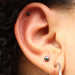 Outer helix piercing with Prong-set Gemstone Press-fit End in Titanium from NeoMetal in 2.5mm Black