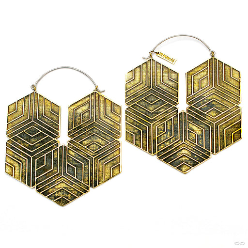 Large Solid Hexagonal Hoop Earrings in Brass from Eleven44