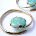 Brass Hoop Coils with Stone Cabochons from Diablo Organics with Amazonite