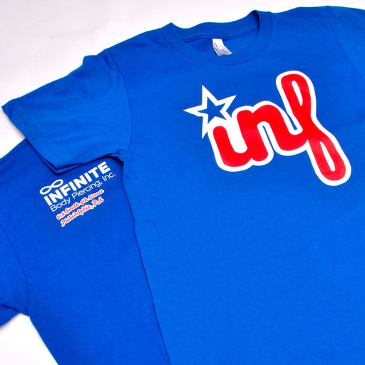 "Inf" Infinite Body Piercing royal blue T-Shirt