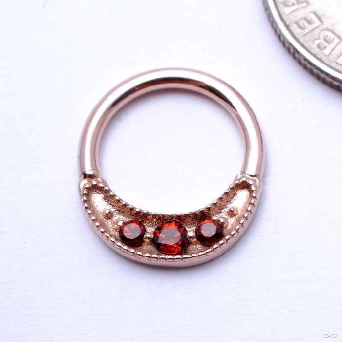 Lacey Seam Ring in Gold from BVLA with Garnet