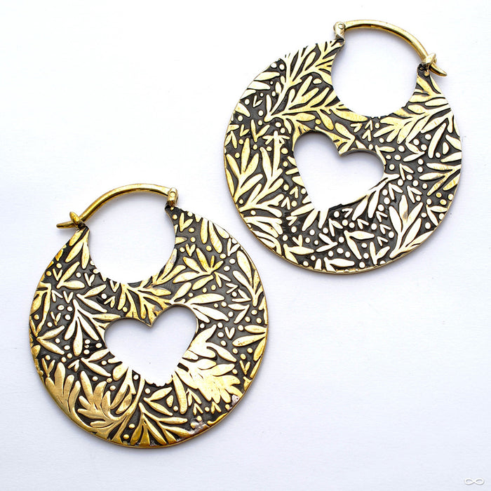 Leaf Hoops in Brass from Quetzalli