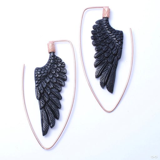Little Wing Earrings from Maya Jewelry in Rose Gold-plated Copper with Horn