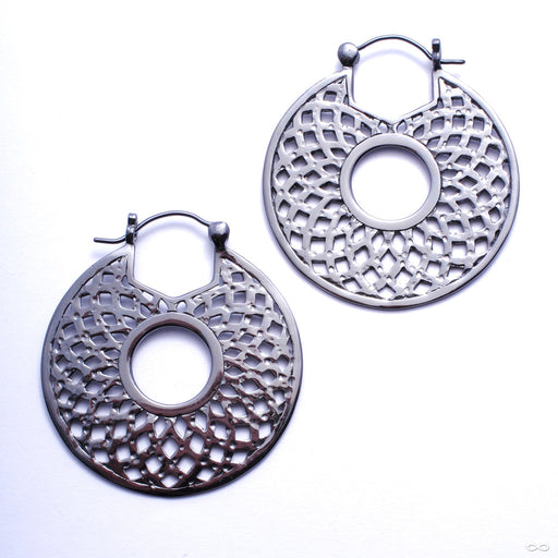 Mandala Hoop Earrings from Tawapa in Black-ceramic-coated Brass
