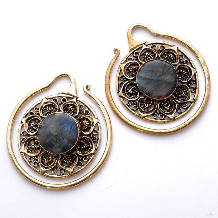 Mandala Hoops in Brass with Labradorite from Oracle