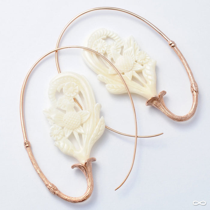 Blossom Earrings from Maya Jewelry in Rose Gold-plated Copper with Bone