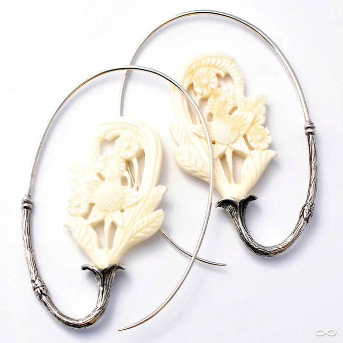 Blossom Earrings from Maya Jewelry in Silver with Bone