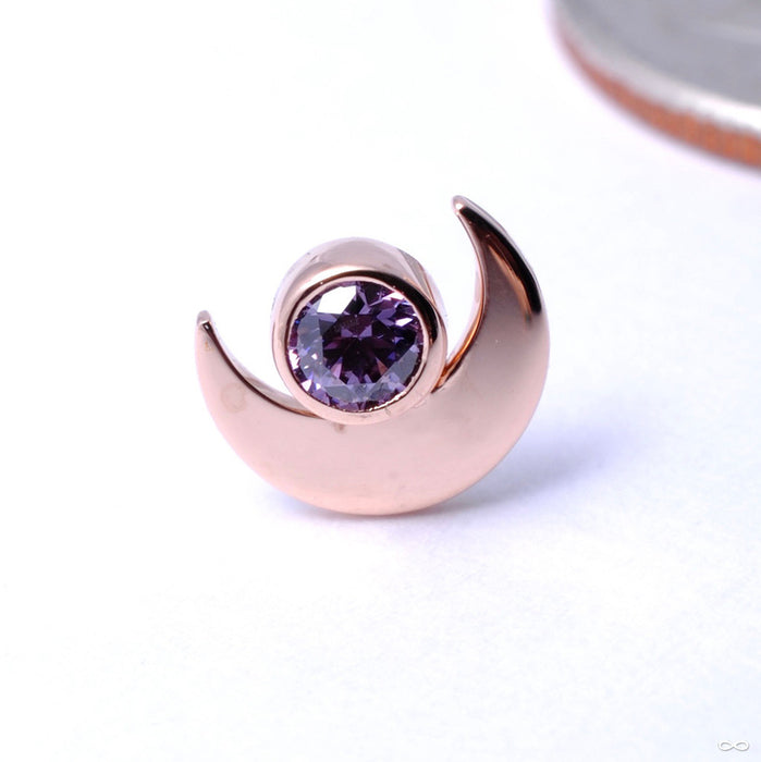 Moon with Gemstone Press-fit End in Gold from Anatometal with Amethyst