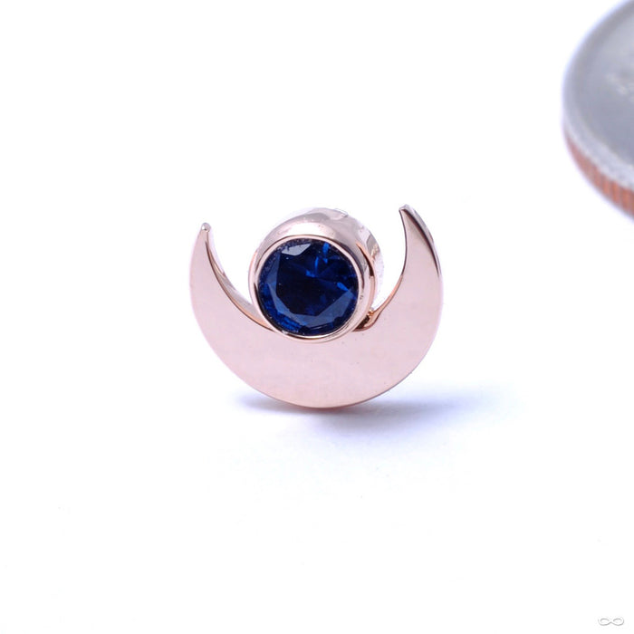 Moon with Gemstone Press-fit End in Gold from Anatometal with Sapphire