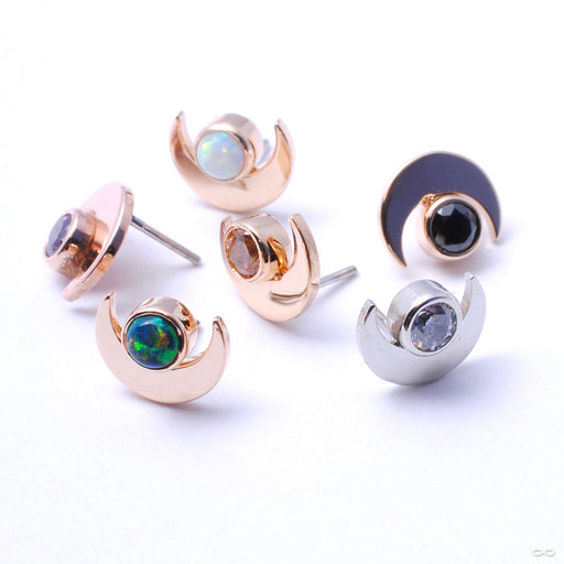 Moon with Gemstone Press-fit End in Gold from Anatometal with Assorted Stones