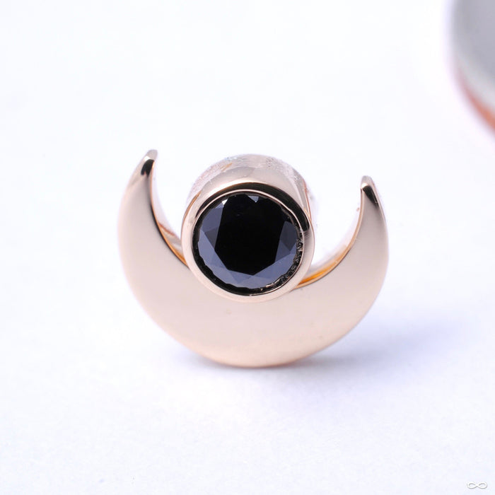 Moon with Gemstone Press-fit End in Gold from Anatometal with Black CZ
