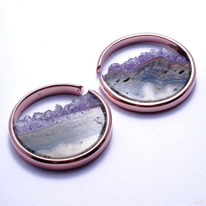 Large Muse Hoops in Rose Gold with Amethyst from Buddha Jewelry