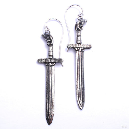 Oathkeeper Earrings from Maya Jewelry in White Brass