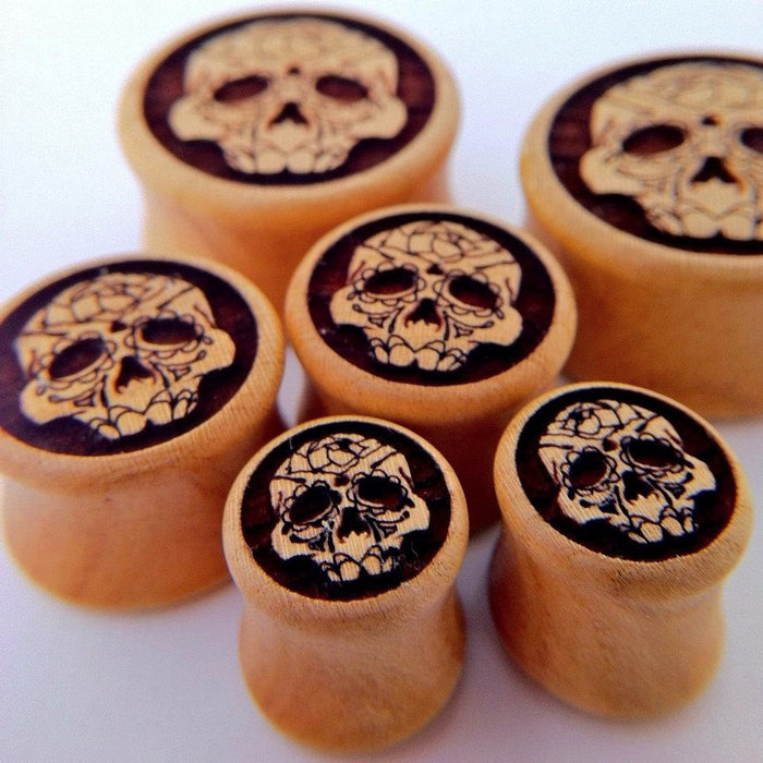 Day of the Dead Plugs from Omerica Organic in Apricot