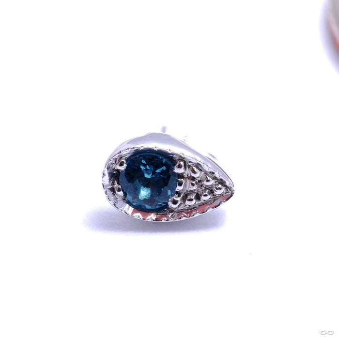 Pavé Teardrop Press-fit End in Gold from BVLA with London Blue Topaz
