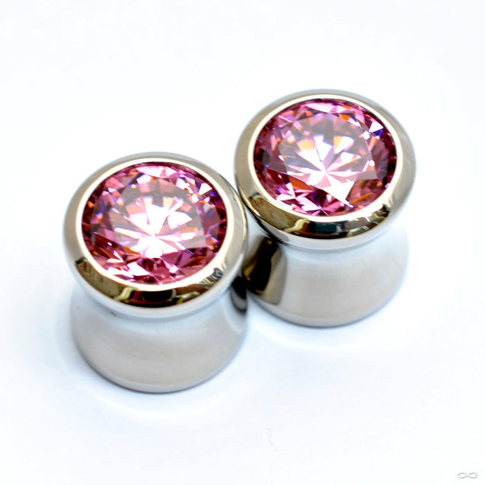 Bling Plug Brilliant-cut Pink CZ Bling Plugs in 1/2” from Reign — Infinite Body ...