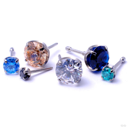 Prong-set Gemstone Press-fit End in Titanium from NeoMetal with Assorted Stones