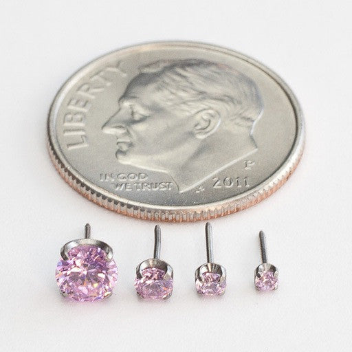 Prong-set Gemstone Press-fit End in Titanium from NeoMetal with Pink