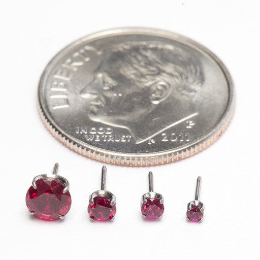 Prong-set Gemstone Press-fit End in Titanium from NeoMetal with Ruby