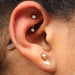 Rook piercing with Curved Press-fit Post with Side-set CZs in Titanium from NeoMetal with Clear CZ