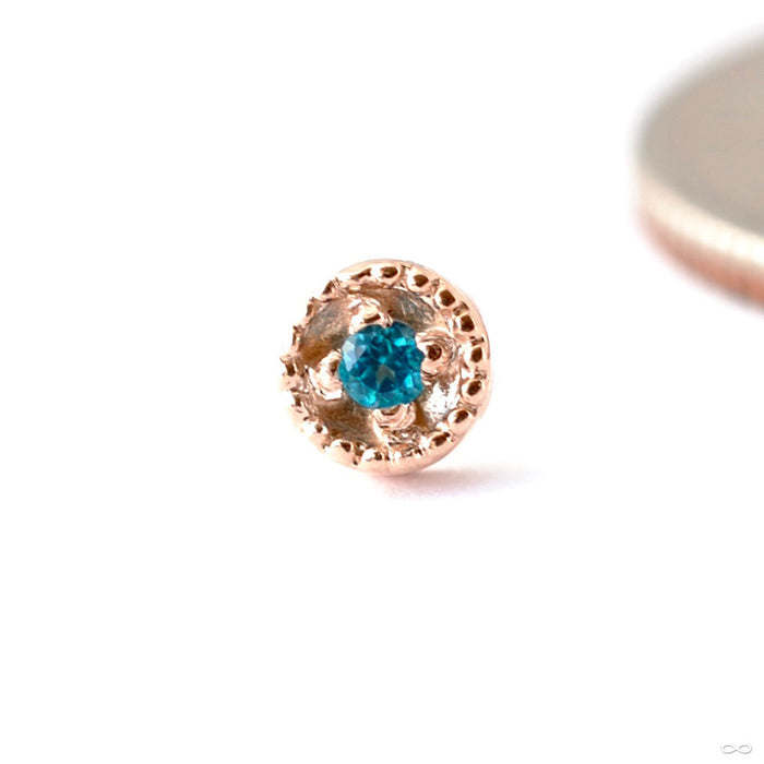 Round Millgrain Press-fit End in Gold from Scylla with Paraiba Topaz
