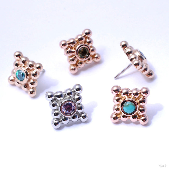 Sabrina with Four Clusters Press-fit End in Gold from Anatometal with Assorted Stones