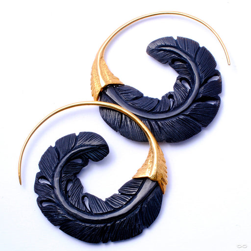 Sage Earrings from Maya Jewelry in Yellow-gold-plated Brass with Horn