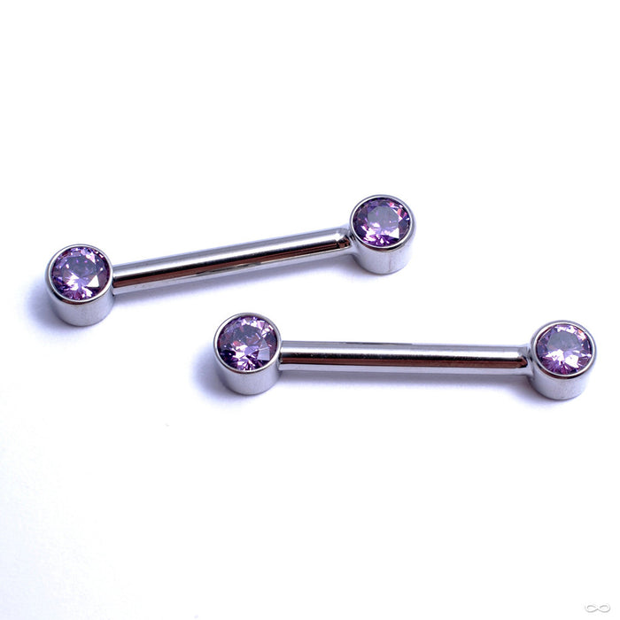 Side-set Gem Barbell in Titanium from Anatometal with Amethyst