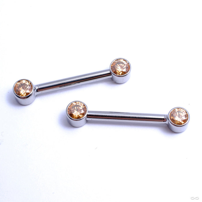 Side-set Gem Barbell in Titanium from Anatometal with Amber Yellow