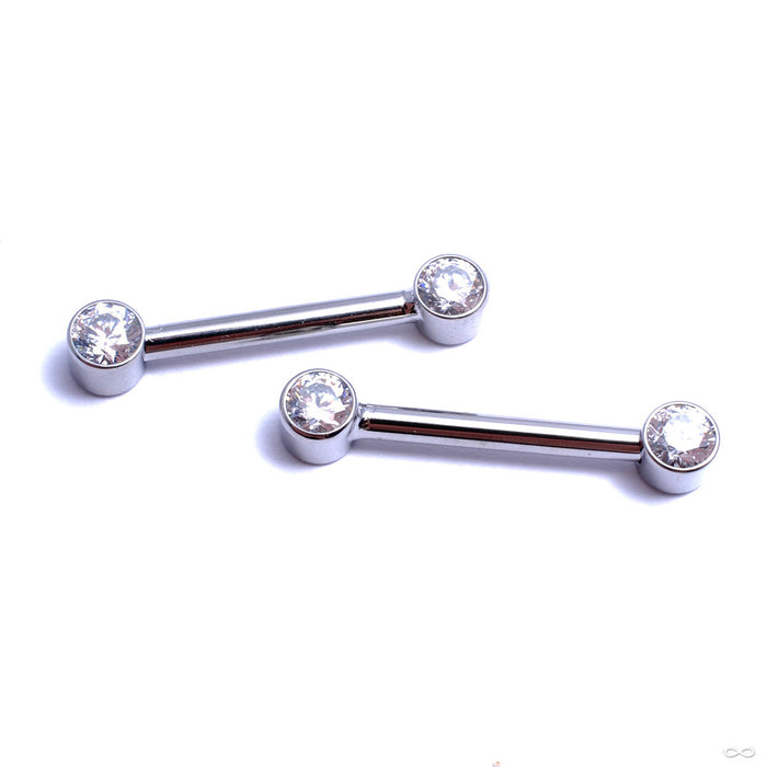Side-set Gem Barbell in Titanium from Anatometal with Clear CZ